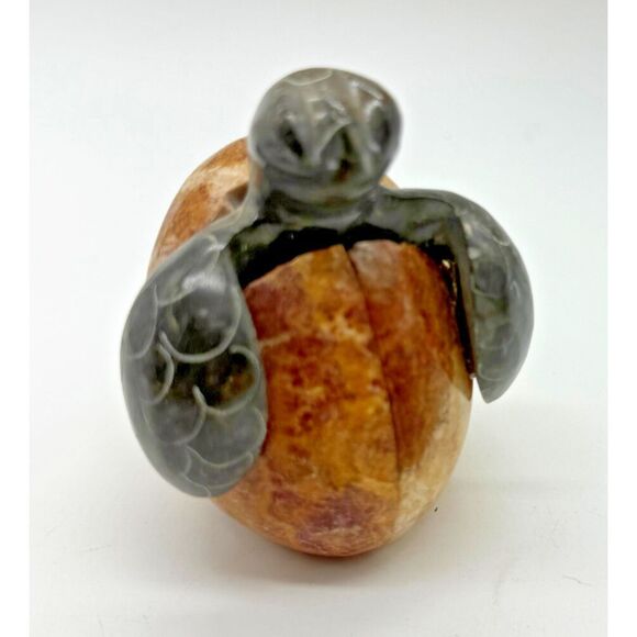 Handcrafted Carved Marble Stone Hatching Sea Turtle Egg‎ Figure 2 inch - Picture 1 of 6